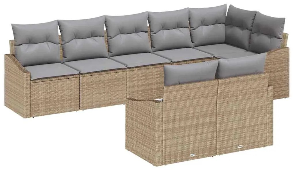 vidaXL Σέτ φαγητού για κήπο με μαξιλάρι 8 pcs Μπεζ, Ανοιχτό Γκρι
