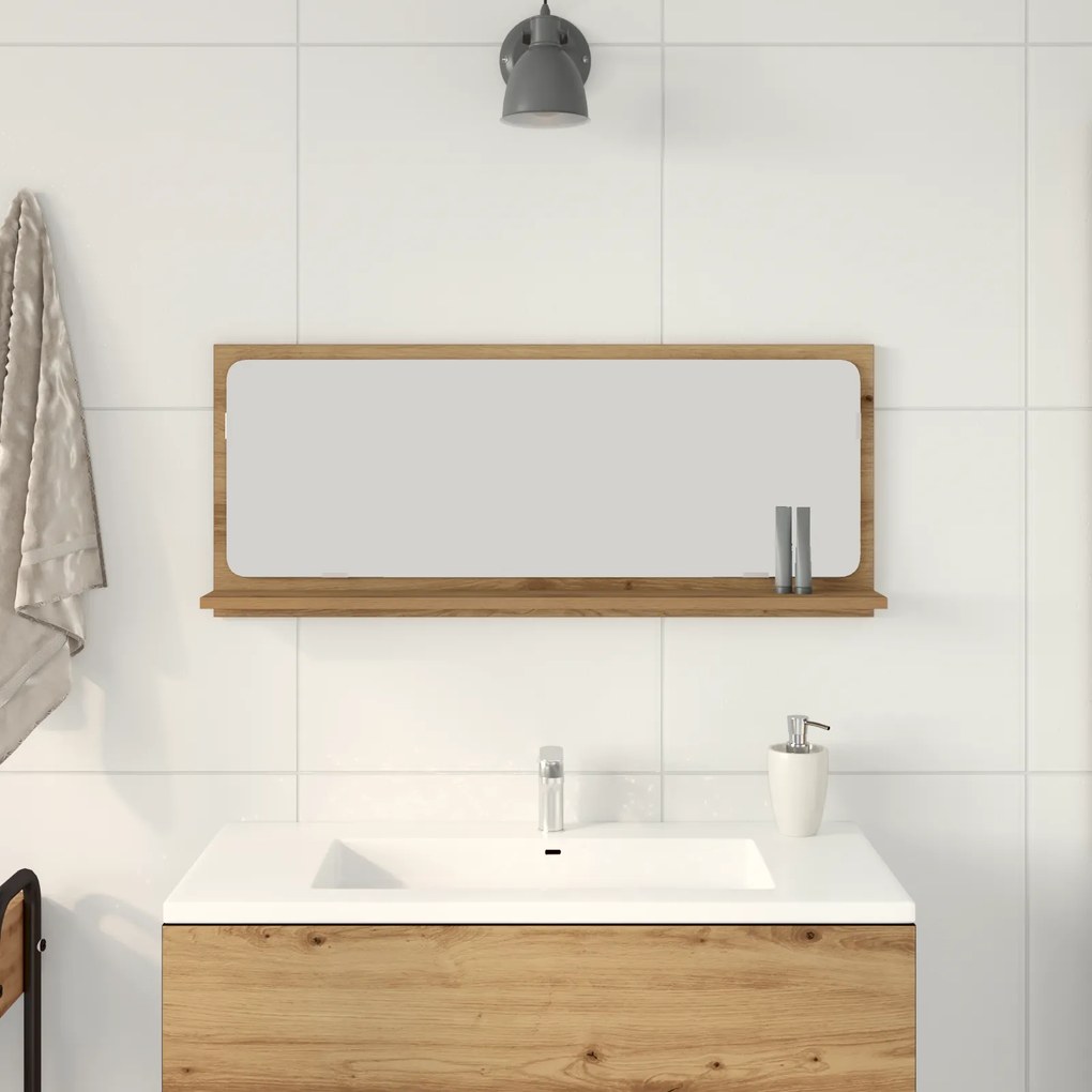 vidaXL Καθρέφτης μπάνιου  Artisian Oak 90x10,5x37 εκ. Φτιαγμένος από επεξεργασμένο ξύλο