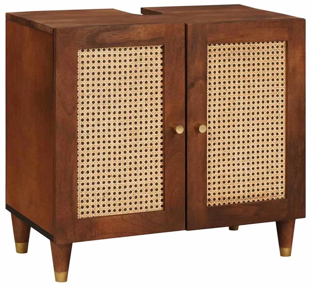 vidaXL Έπιπλα μπάνιου με συρτάρι 2 pcs 62 x 33 x 58 εκ. Στερεό ξύλο μάνγκο