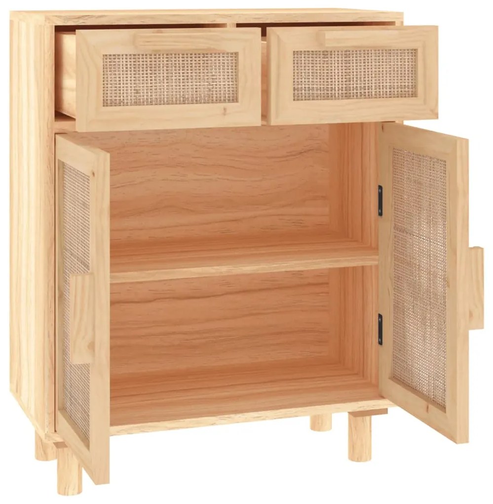 vidaXL Συρταριέρα Καφέ 60x30x75 εκ. Μασίφ Πεύκο &amp; Φυσικό Ρατάν