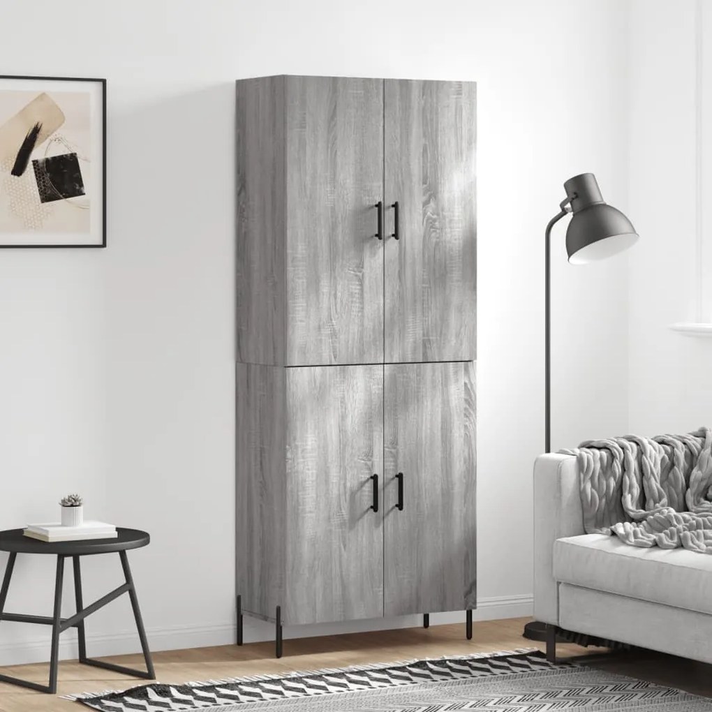 vidaXL Ντουλάπι Γκρι Sonoma 69,5 x 34 x 180 εκ. Επεξεργασμένο Ξύλο