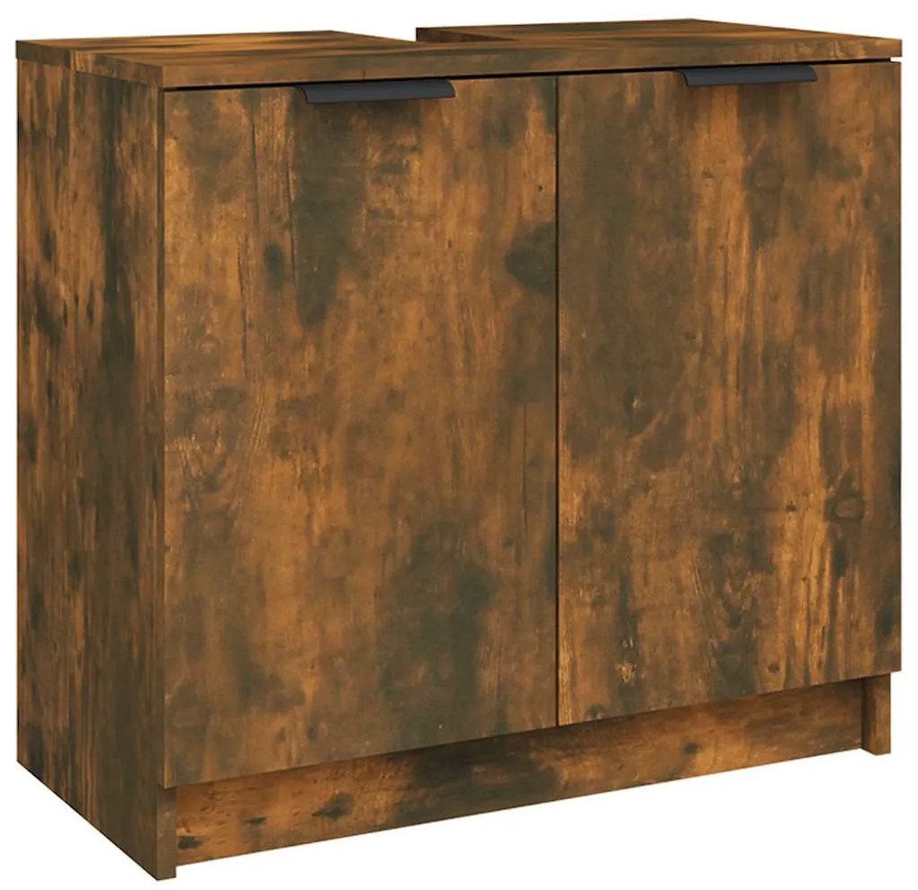 vidaXL Ντουλάπι Μπάνιου Καπνιστή Δρυς 64,5x33,5x59 εκ. Επεξ. Ξύλο