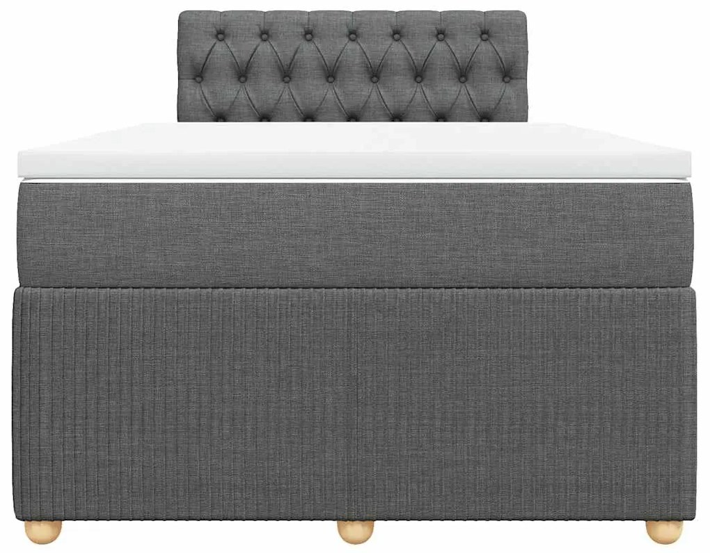 vidaXL Κρεβάτι Boxspring με Στρώμα Σκούρο Γκρι 120x200 εκ. Υφασμάτινο