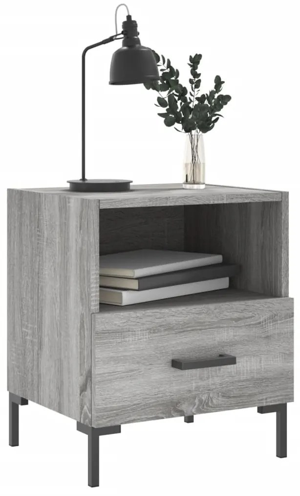 vidaXL Κομοδίνα 2 τεμ. Γκρι Sonoma 40 x 35 x 47,5 εκ. Επεξεργ. Ξύλο