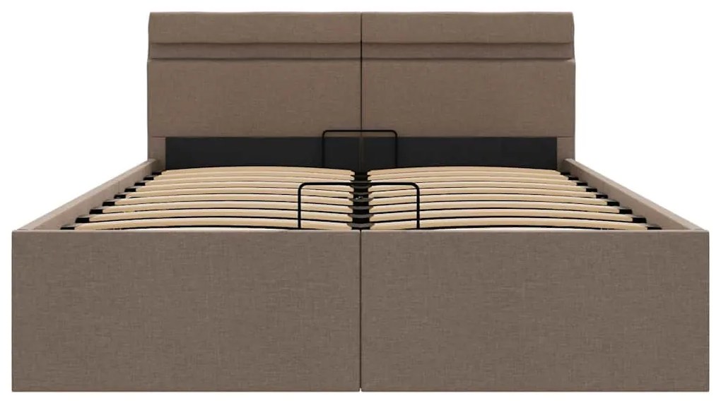 vidaXL Πλαίσιο Κρεβατιού με Αποθ. Χώρο/LED Taupe 120x200 εκ. Ύφασμα