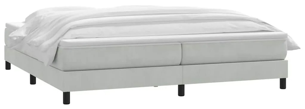 Κρεβάτι Boxspring με Στρώμα Ανοιχτό Γκρι 180x210 εκ. Βελούδινο - Γκρι