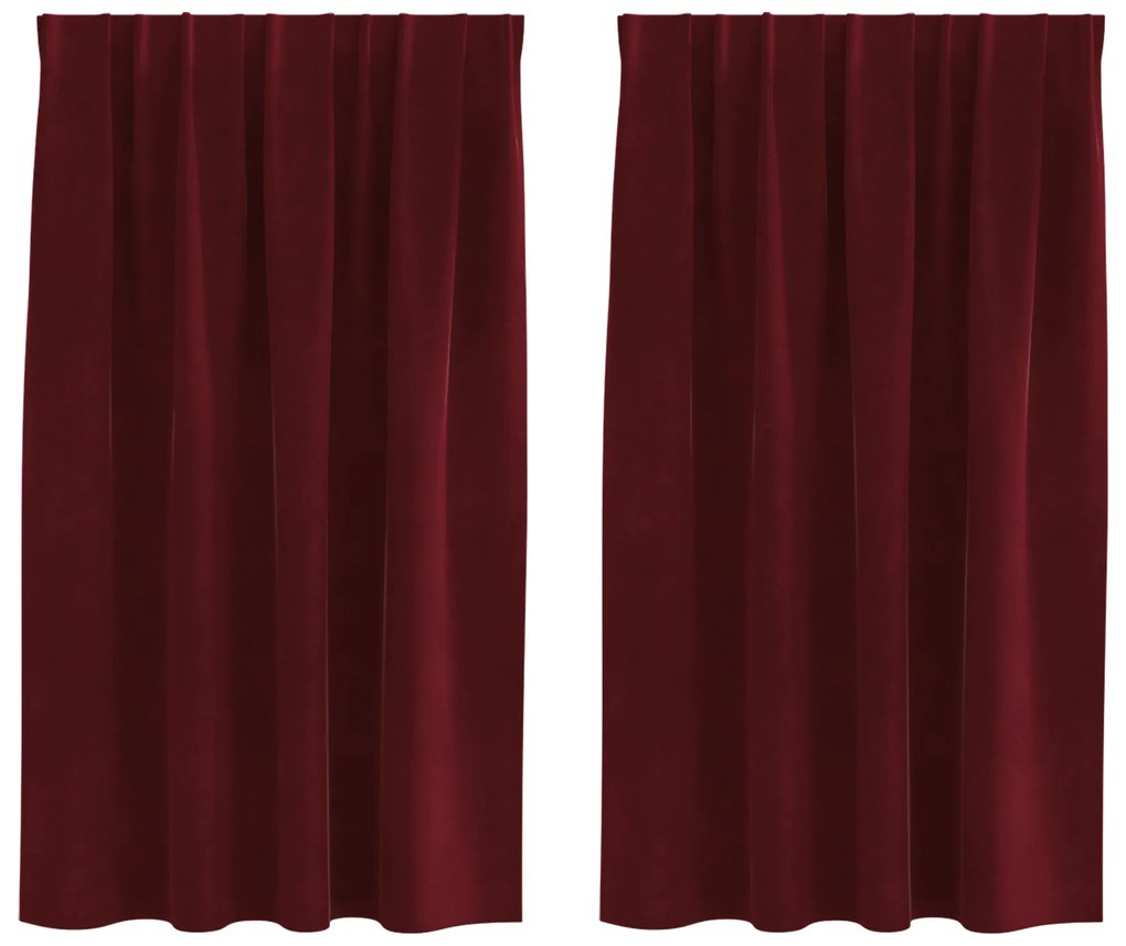 vidaXL Κουρτίνες με κουρτίνες 2 pcs Μπορντό 140 x 140 cm Βελούδο