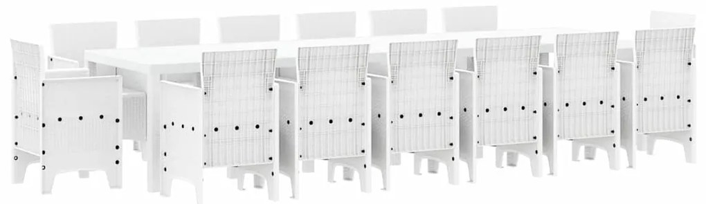 vidaXL Σέτ φαγητού για κήπο 15 pcs Λευκό Rattan Polt