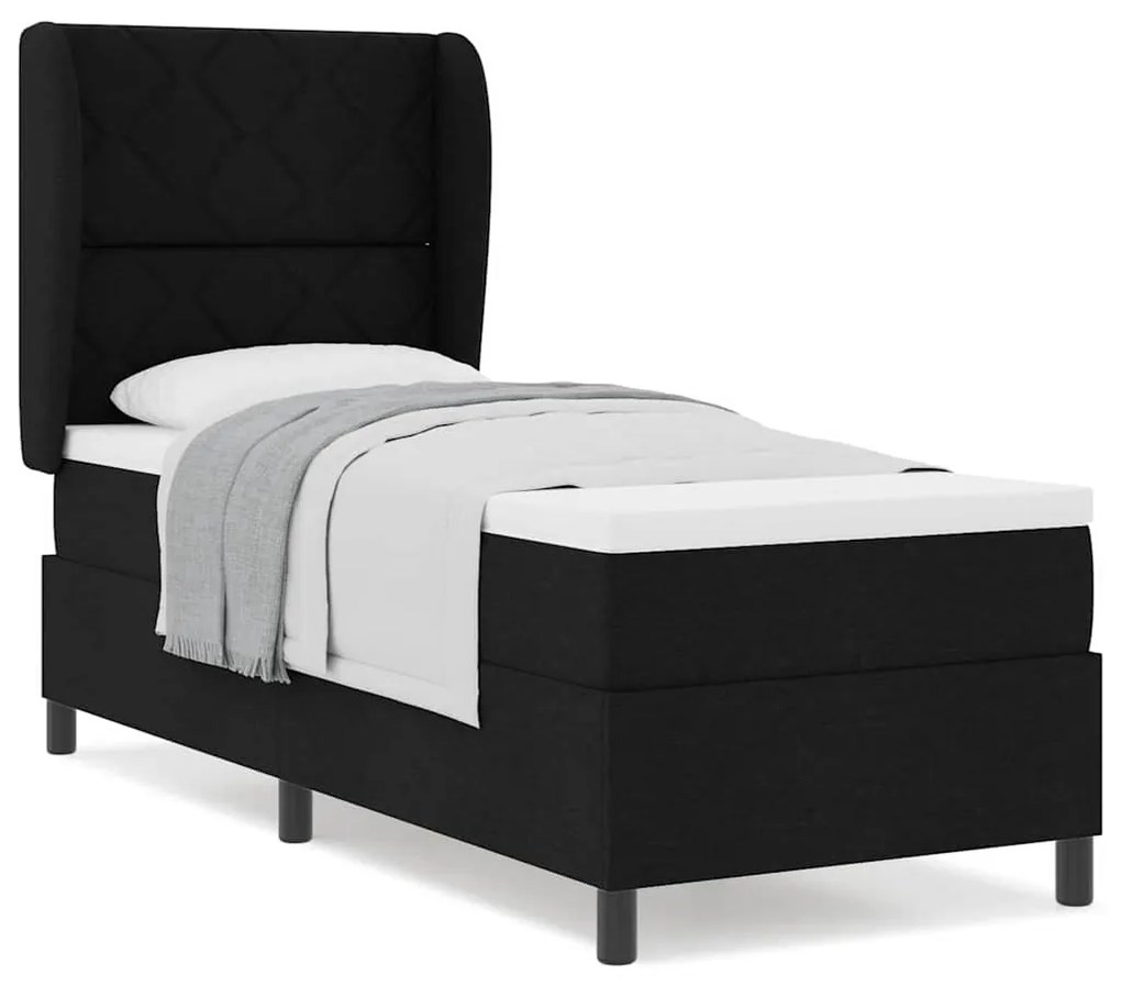 vidaXL Κρεβάτι με ελατήρια με στρώμα Μαύρο 80 x 200 cm ύφασμα