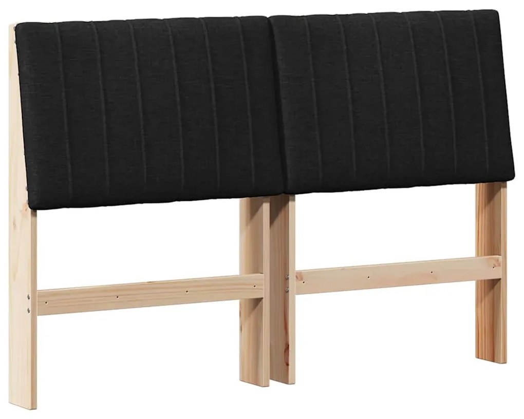 vidaXL Ταπετσαρισμένο κεφαλάρι Μαύρο 135 cm Στερεά ξυλεία πεύκου