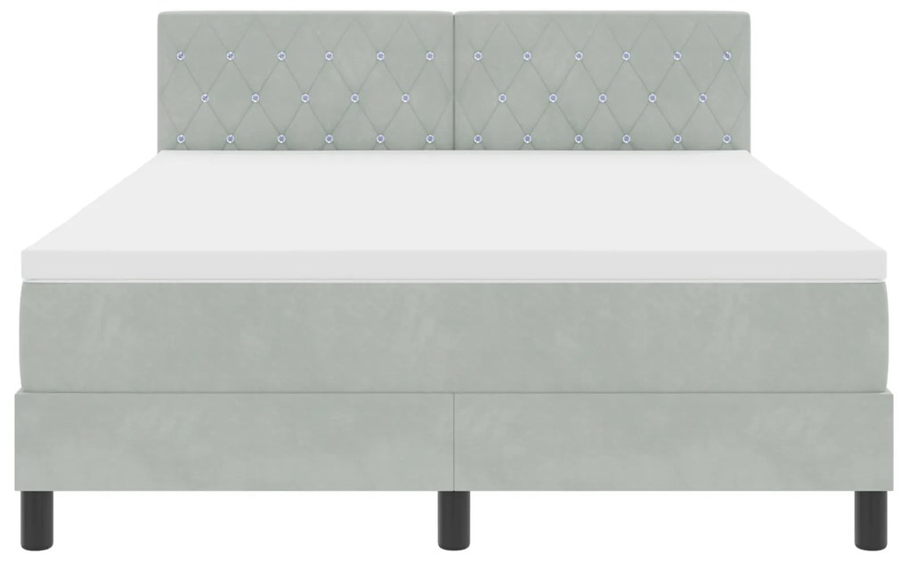 vidaXL Κρεβάτι Box Spring με Στρώμα Ανοιχτό Γκρι 140x190 εκ Βελούδο