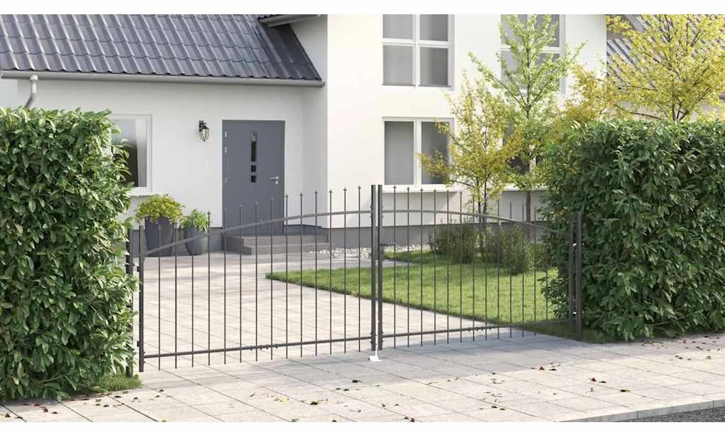 vidaXL Πύλη Κήπου με κλειδαριά Γκρι 150 x 400 cm Ατσάλι