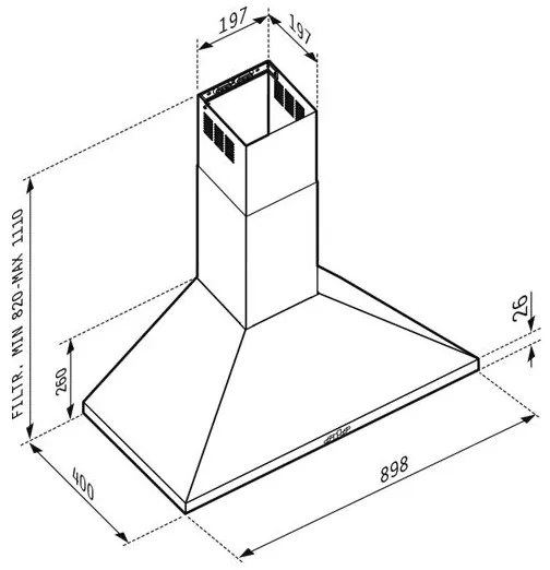 Απορροφητήρας Καμινάδα Τετράγωνη Plus Pyramis 60 εκ.