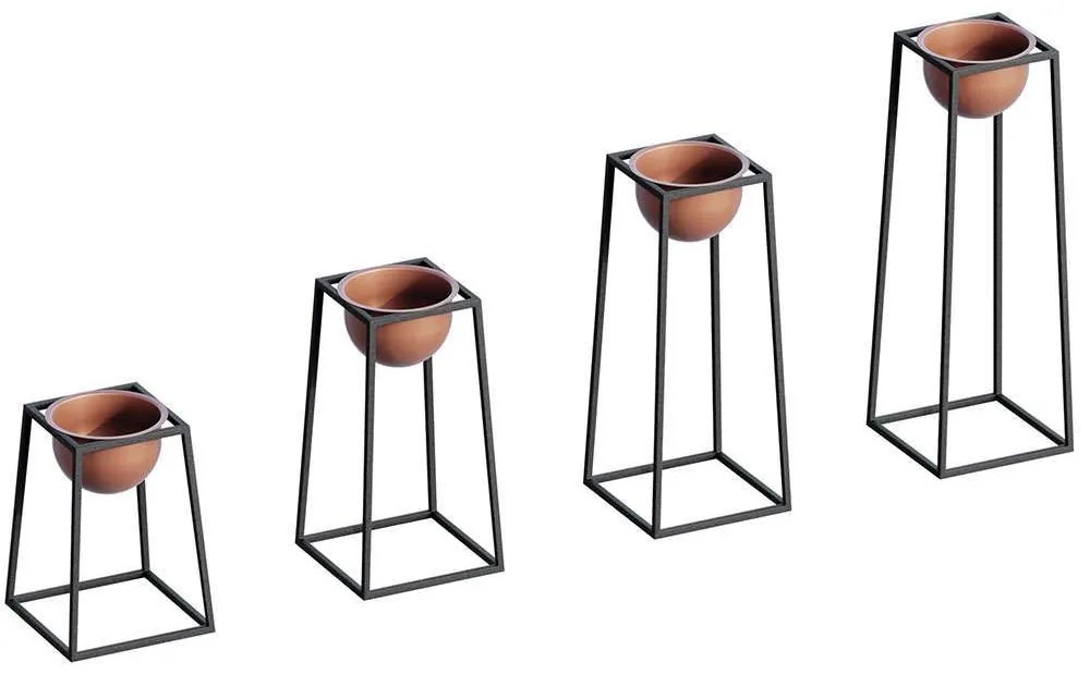 Κασπώ (Σετ 4Τμχ) 247HFM1166 22x22x30/22x22x40/22x22x50/22x22x60cm Black-Copper Aberto Design Metal