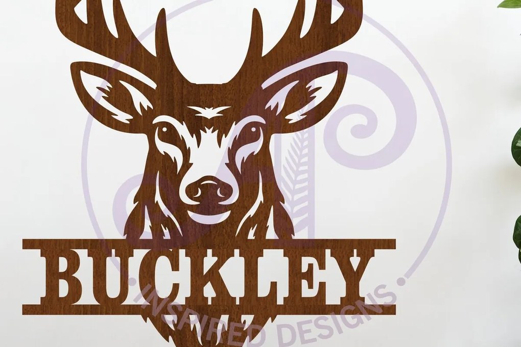 Σετ των 3 Intra απο ξύλο plywood 3mm-4mm πάχος Buck Deer Head Name Wall Art SV, Δίασταση 10x10 cm INTRAFABR-117829594