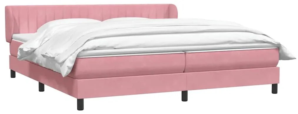 Box Spring κρεβάτι με στρώματα ροζ 180x210 cm Βελούδινο - Ροζ