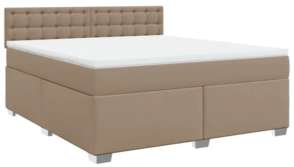 Κρεβάτι Boxspring με Στρώμα Καπουτσίνο 180x200 εκ. Συνθ. Δέρμα - Καφέ