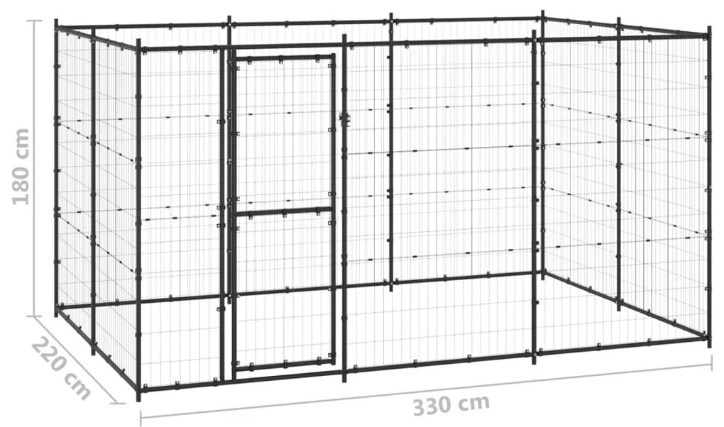 Κλουβί Σκύλου Εξωτερικού Χώρου 7,26 μ² από Ατσάλι - Μαύρο