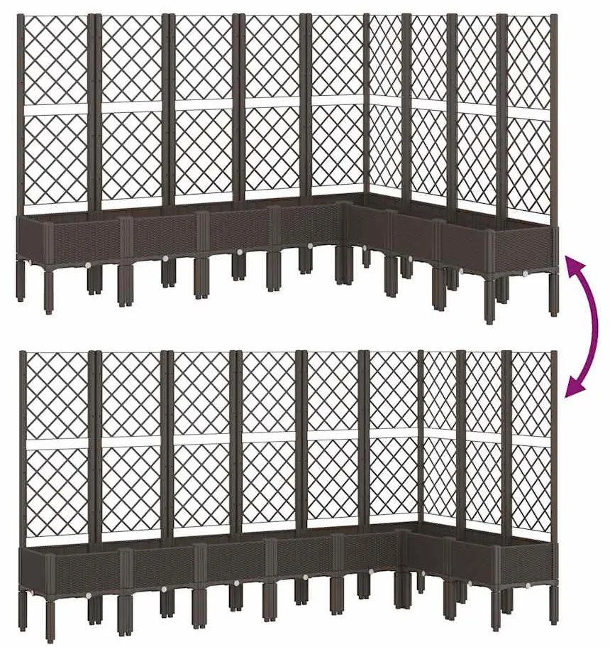 vidaXL Ζαρντινιέρα Κήπου με Καφασωτό Καφέ 200 x 160 x 142 εκ. από PP
