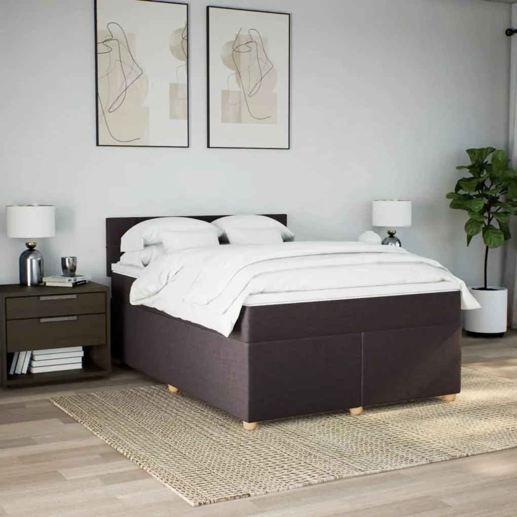 ΚΡΕΒΑΤΙ BOXSPRING ΜΕ ΣΤΡΩΜΑ ΣΚΟΥΡΟ ΚΑΦΕ 140X190 ΕΚ. ΥΦΑΣΜΑΤΙΝΟ 3286678