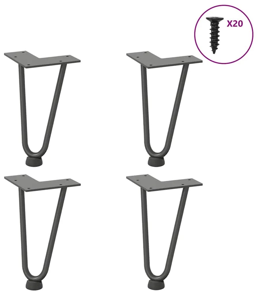 Πόδια Φουρκέτας για Τραπεζάκι Σαλονιού 4 τεμ. Ανθρακί 20 εκ. Μασίφ Ατσάλι