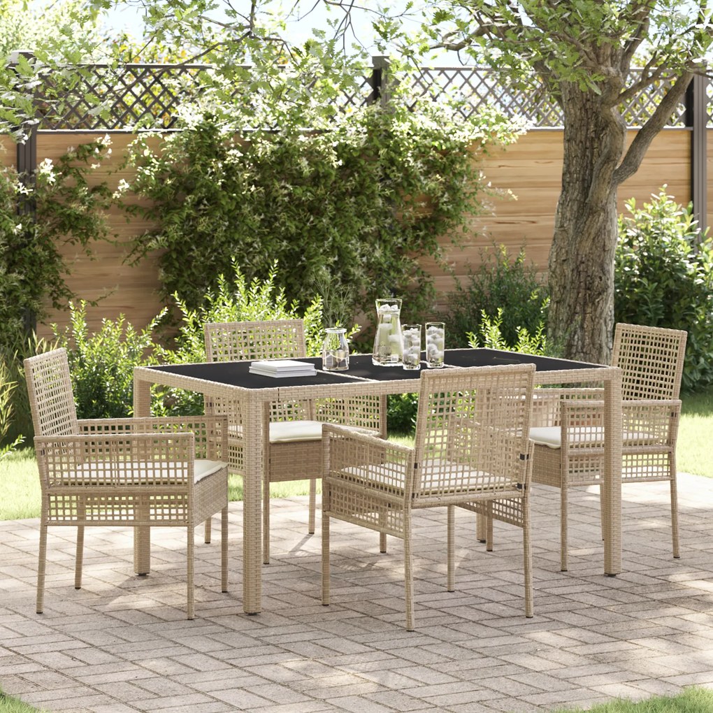 vidaXL Σέτ φαγητού για κήπο 5 pcs Μπεζ 150 x 90 x 75 cm