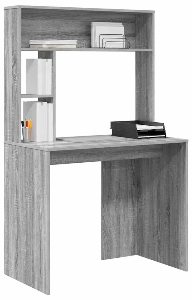 vidaXL Γραφείο με ράφι Γκρι sonoma 91 x 50 x 149 εκ Επεξεργασμένο ξύλο