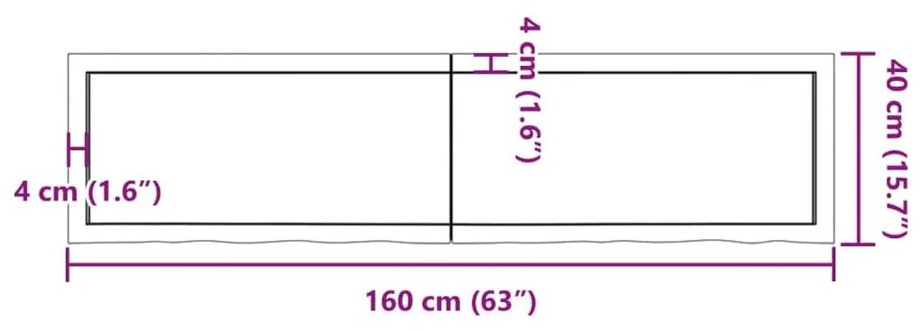 Ράφι Τοίχου Σκούρο Καφέ 160x40x(2-6) εκ. Επεξ. Μασίφ Ξύλο Δρυός - Καφέ