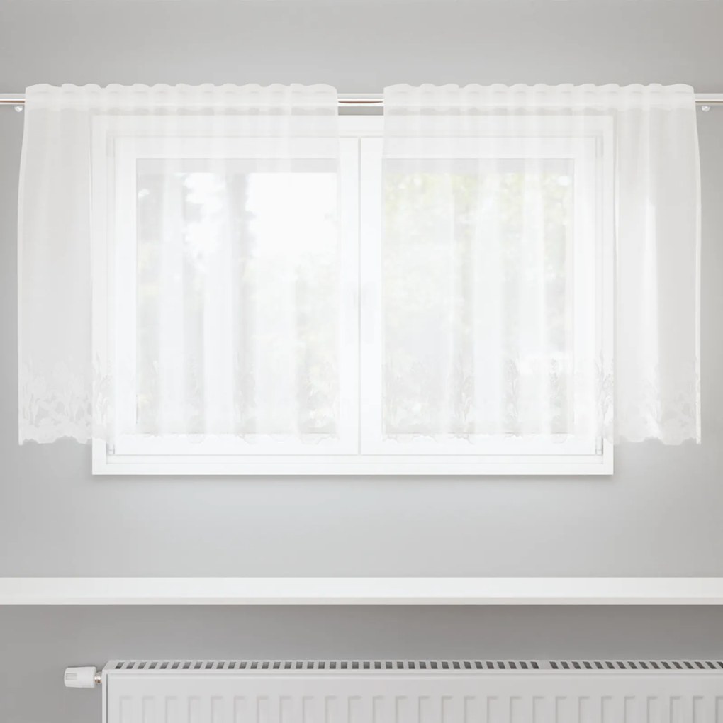 vidaXL Κουρτίνα Δαντέλας με κουρτίνες Floral Λευκό 150 x 80 cm Πολυεστέρας