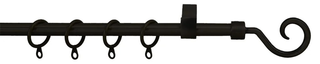 Κουρτινόξυλο Φ12mm Μονό Επεκτεινόμενο 60-120cm Με Άκρα Grace Clasp Black Mat 720143