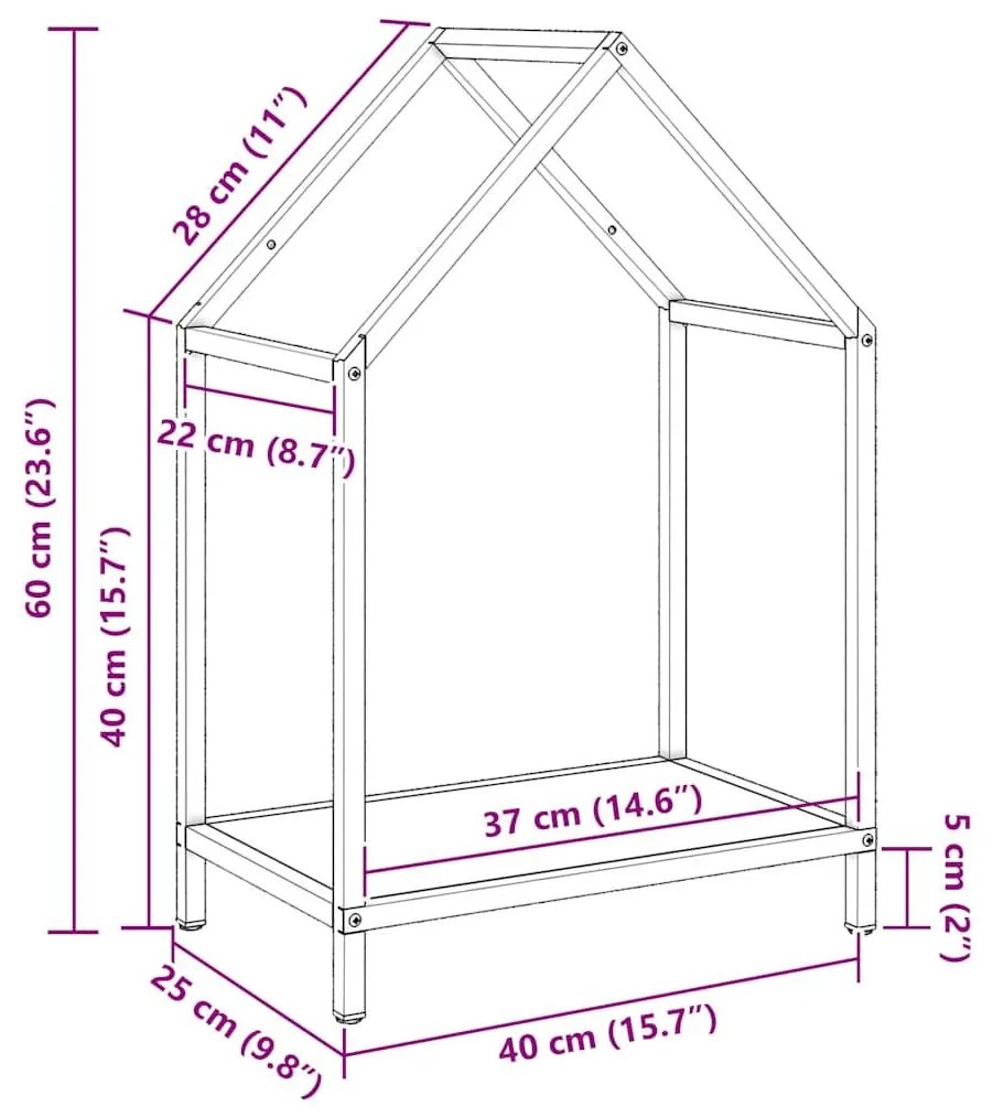 Ράφι για καυσόξυλα Μαύρο 40x25x60 εκ. Ατσάλι ψυχρής έλασης - Μαύρο