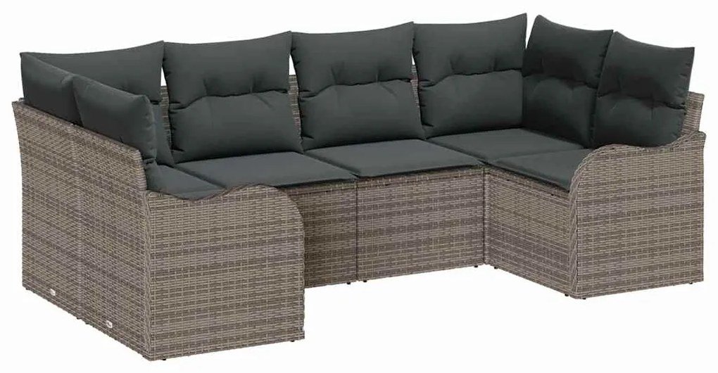 vidaXL Σετ Καναπέ Κήπου με μαξιλάρι 6 pcs Γκρι Πολυ ράταν