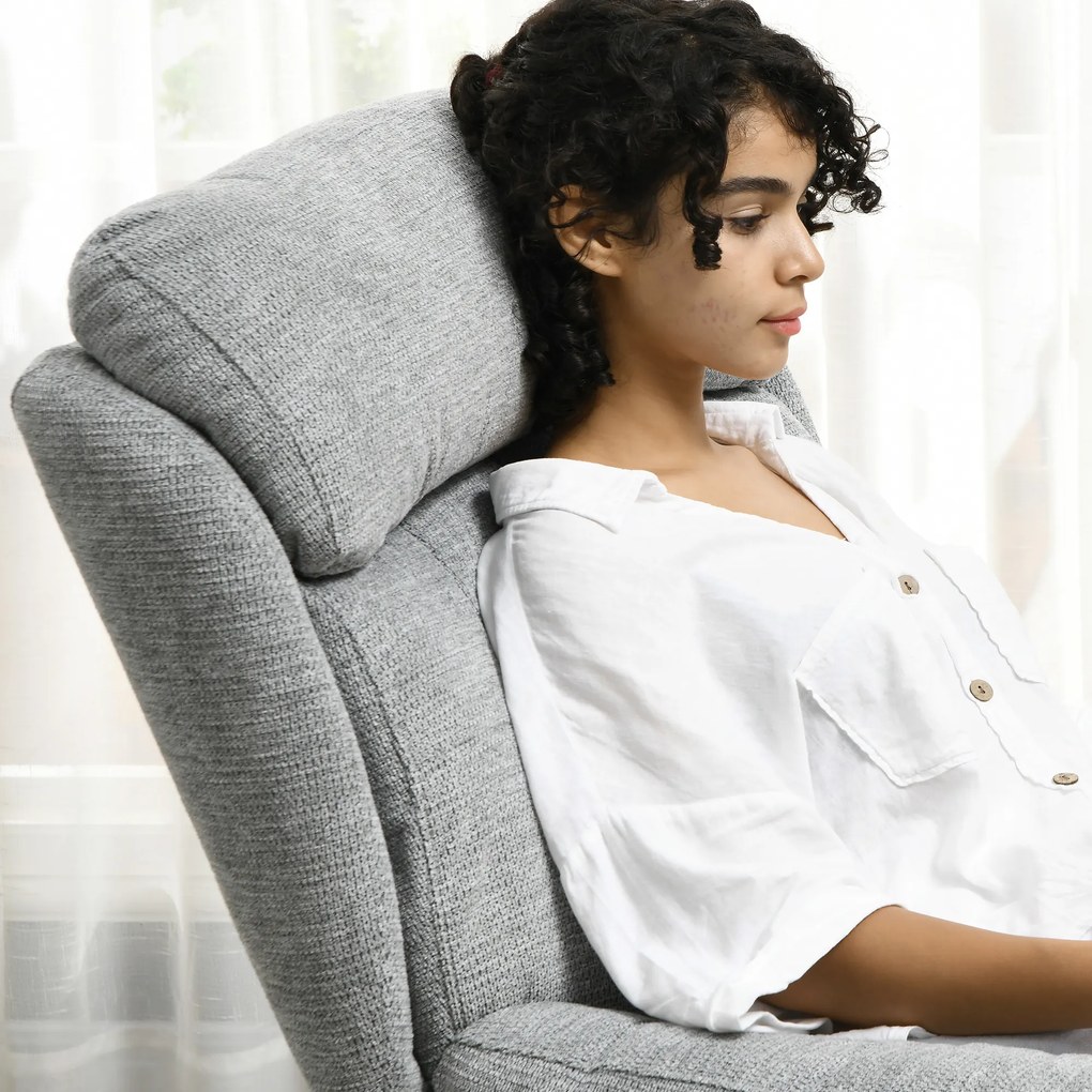 Περιστρεφόμενη πολυθρόνα HOMCOM, περιστροφή 360 μοιρών, ύφασμα chenille, ενσωματωμένα μπράτσα, ατσάλινα πόδια, Γκρι, Μαύρο