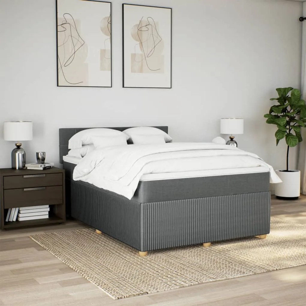 ΚΡΕΒΑΤΙ BOXSPRING ΜΕ ΣΤΡΩΜΑ ΣΚΟΥΡΟ ΓΚΡΙ 160X200 ΕΚ ΥΦΑΣΜΑΤΙΝΟ 3289808