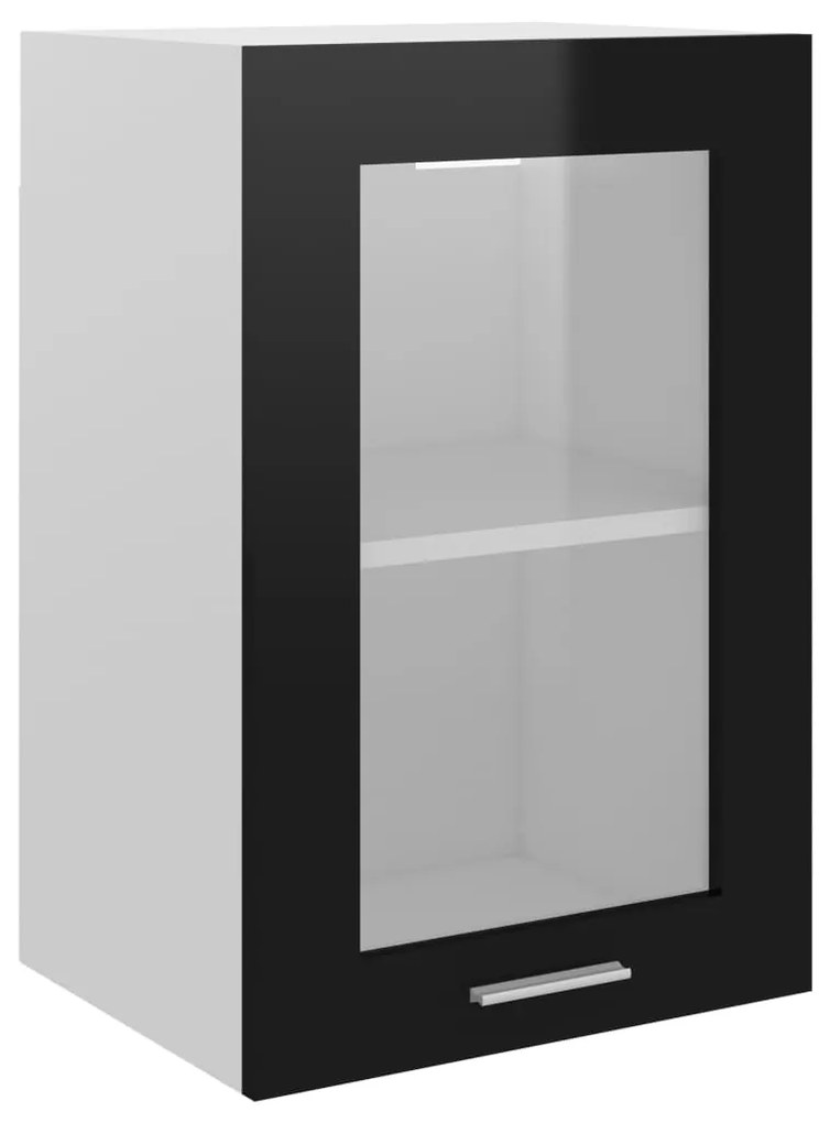 vidaXL Ντουλάπι Κρεμαστό με Τζάμι Γυαλ. Μαύρο 40x31x60 εκ. Μοριοσανίδα