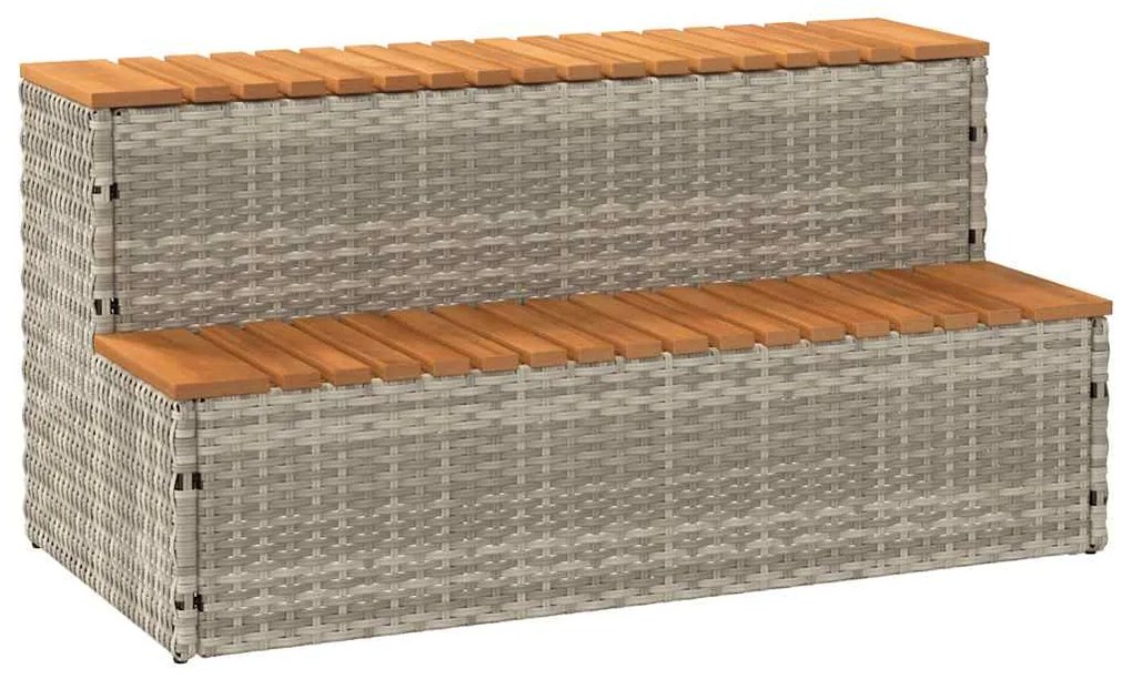 vidaXL Βήμα υδρομασάζ Αν. Γκρι 100x50x50,5 εκ. Συνθετικό Ρατάν/Ακακίας