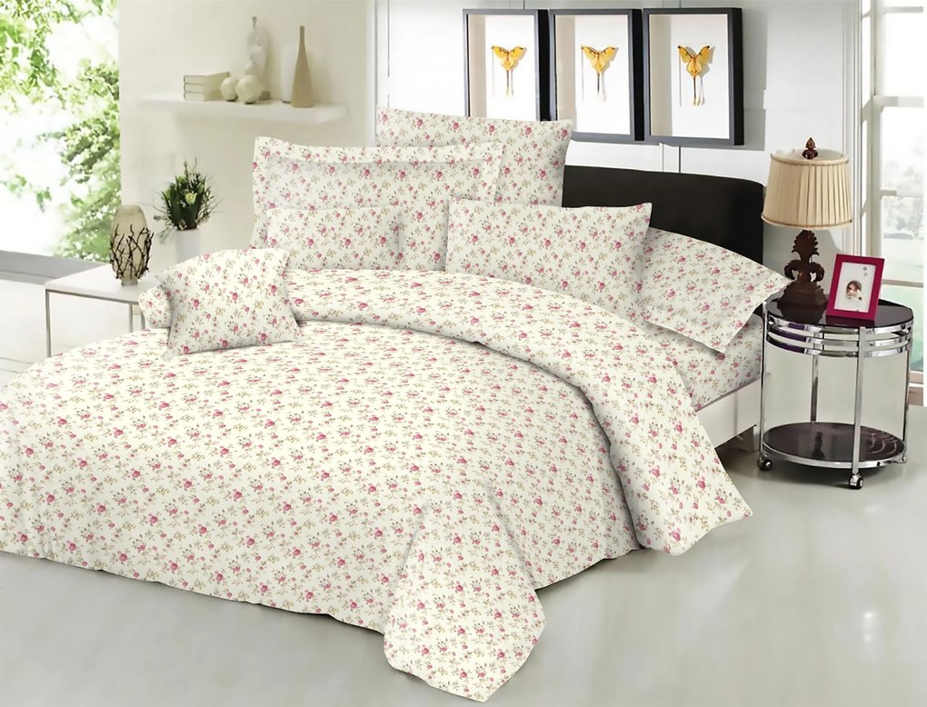 Σεντόνι Μεμονωμένο Polycotton Μονό 160x240εκ. Εμπριμέ Spring Cream Komvos Home 7011166-16