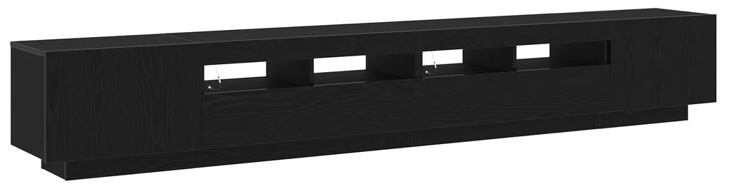 vidaXL Ντουλάπι TV με LED Φώτα Μαύρη Δρυς 260x35x40 εκ Επεξεργασμένο Ξύλο