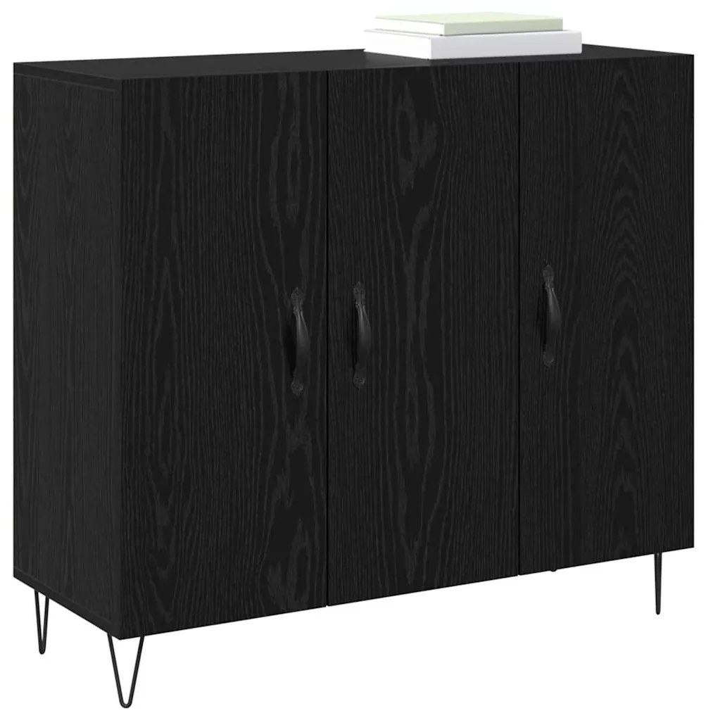 vidaXL Πλαϊνό γραφείο Μαύρη δρυς 90 x 34 x 80 εκ. Επεξεργασμένο ξύλο