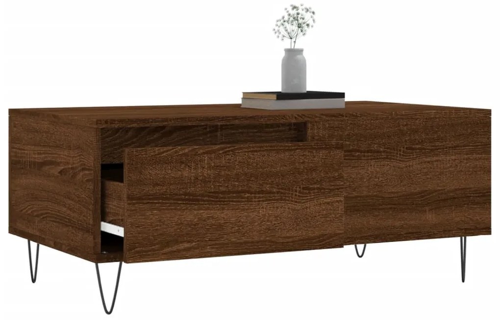 vidaXL Τραπεζάκι Σαλονιού Καφέ Δρυς 90x50x36,5 εκ. Επεξεργασμ. Ξύλο