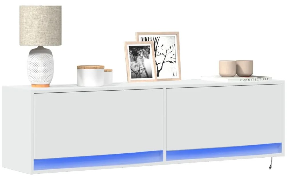 vidaXL Έπιπλο Τοίχου Τηλεόρασης με LED Λευκό 140x31x38 εκ.