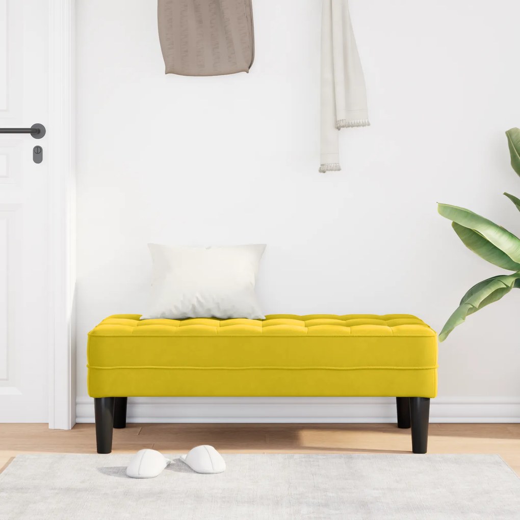 vidaXL Πάγκος Κίτρινος 113x57x39 εκ. Βελούδο