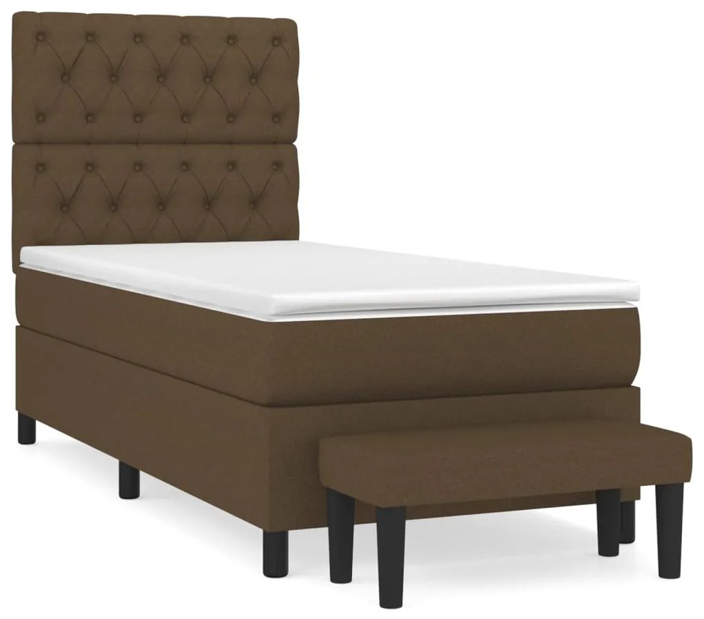 vidaXL Κρεβάτι Boxspring με Στρώμα Σκούρο Καφέ 80x200 εκ. Υφασμάτινο