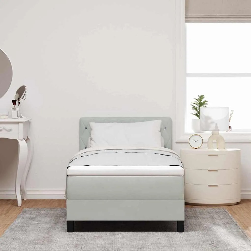 vidaXL Κρεβάτι με ελατήρια Ανοιχτό γκρι 90 x 190 cm Βελούδο