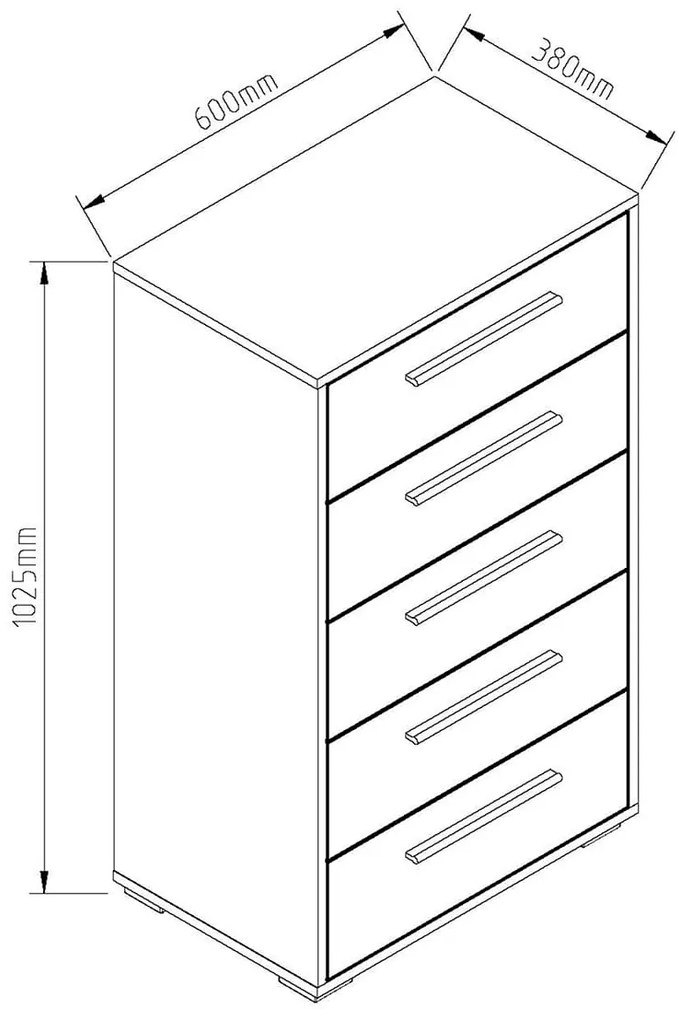 Ξύλινη Συρταριέρα REVEN Λευκή/Καφέ/Ροζ 60x28.3x102.3cm