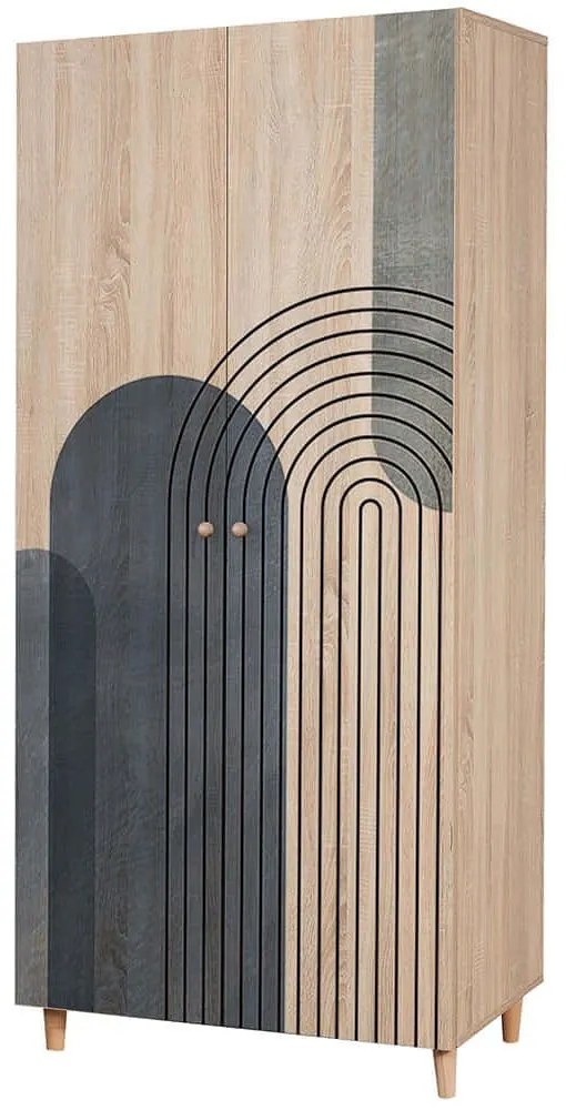 Ντουλάπα Δίφυλλη Lidya 869VEL8680 90x52x192cm Multi Δίφυλλη