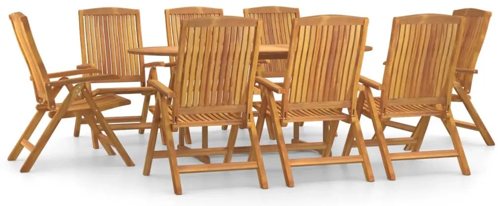 vidaXL Σετ Τραπεζαρίας Κήπου 9 Τεμαχίων από Μασίφ Ξύλο Teak