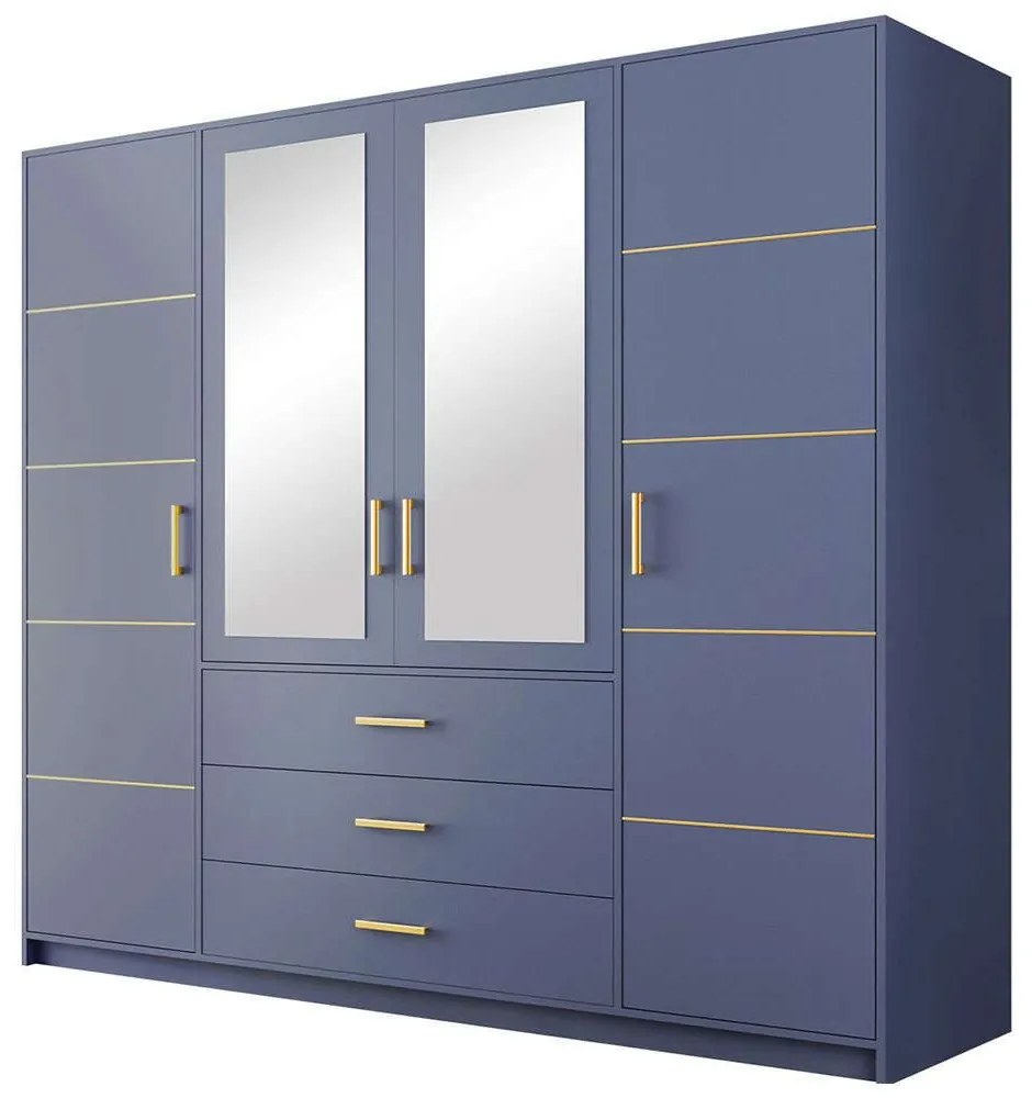 Ντουλάπα Τετράφυλλη Bali 4D 162082819 196x58x200cm Blue-Gold Four Door