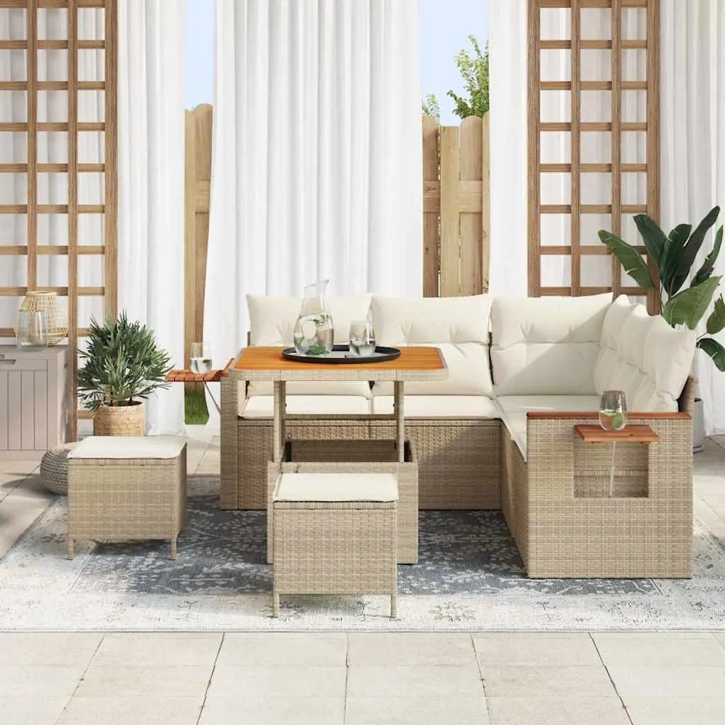 vidaXL Σετ Καναπέ Κήπου 8 pcs μπεζ και κρεμ 80 x 80 x 71 cm