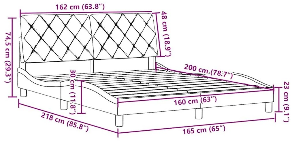 Σκελετός Κρεβατιού Χωρίς Στρώμα Κρεμ 160x200 εκ. Υφασμάτινο - Κρεμ